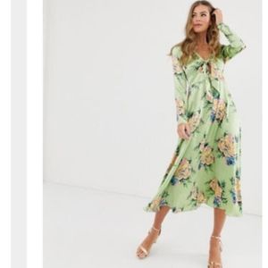 ASOS DESIGN tie front midi dress in vintage floral